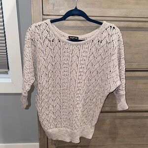 bebe Open-Knit Scoop Neck Sweater in Light Cream